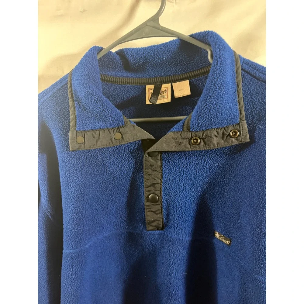Woolrich Polartec Fleece Pullover Mens L Blue Snap-T Contrast Trim